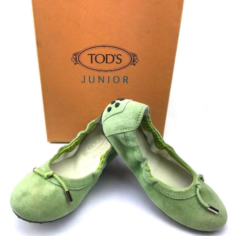 TOD'S Girls' Suede Ballet Flats in Green US SZ 11